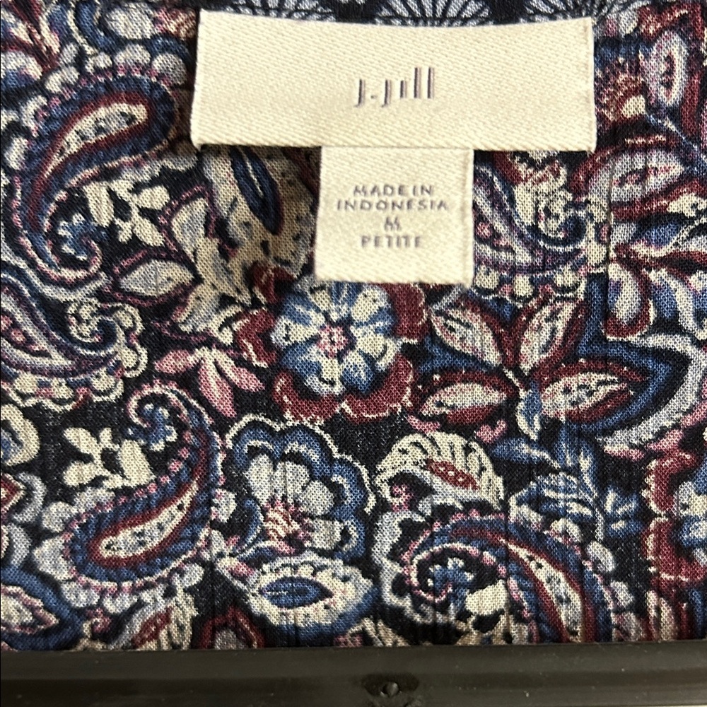 Women’s Paisley Ruffle V-Neck Long Sleeve Top - Navy Multi - Picture 2 of 2